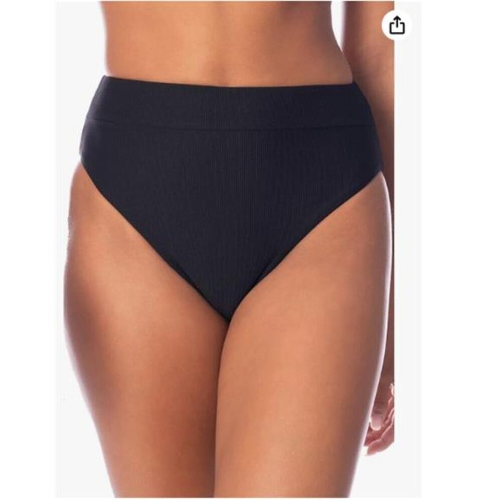 NEW Maaji Black High Rise High Leg Reversible Bikini Bottom Women's L